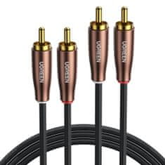 Ugreen AV199 stereo audio kábel 2x RCA Cinch 2m, hnedý