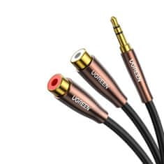 Ugreen AV194 audio kábel 3.5 mm jack / 2xRCA 25cm, čierny