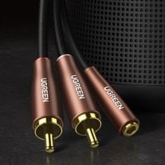 Ugreen AV198 audio kábel 3.5 mm jack / 2x RCA F/M 1m, hnedý