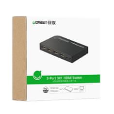 Ugreen HDMI - 3x HDMI Switch 3D 4K, IR, čierny