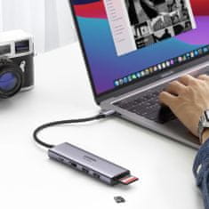 Ugreen CM511 HUB adaptér USB-C - 2x USB / HDMI / USB-C PD 100W, sivý