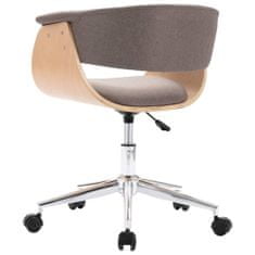Vidaxl Otočná kancelárska stolička, sivohnedá, ohýbané drevo a látka