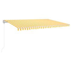 Vidaxl Automatická markíza, LED a senzor vetra 500x300 cm, žltá/biela