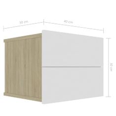 Vidaxl Nočný stolík, biela a dub sonoma 40x30x30 cm, drevotrieska
