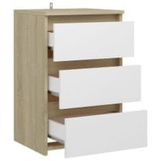 Vidaxl Nočné stolíky 2ks, biela a sonoma 40x35x62,5cm,kompozitné drevo