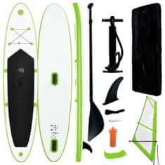 Vidaxl Nafukovací Stand up paddleboard s plachtou zeleno-biely