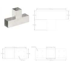 Vidaxl Trámová spojka v tvare T 81x81 mm pozinkovaný kov