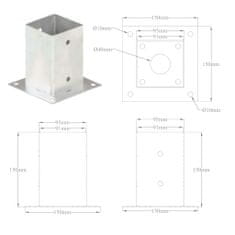 Vidaxl Kotvy na stĺpiky 4 ks 91 mm galvanizovaný kov