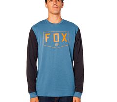 FOX tričko Shield Ls Tech blue steel vel. S