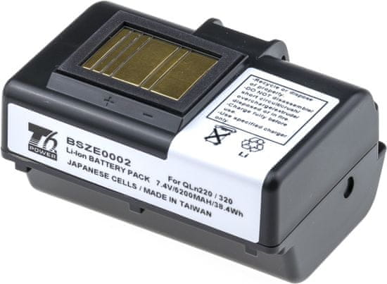 T6 power Batéria pre Zebra QLn220, Li-Ion, 7,4 V, 5200 mAh (38,4 Wh), čierna