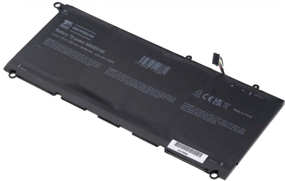 T6 power Batéria pre Dell XPS 13 9350, Li-Poly, 7,6 V, 7368 mAh (56 Wh), čierna