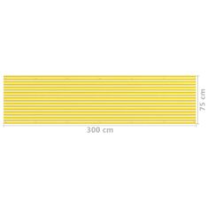 Vidaxl Balkónová markíza žltá a biela 75x300 cm HDPE