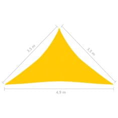 Vidaxl Slnečná plachta, 160 g/m2, žltá, 3,5x3,5x4,9 m, HDPE