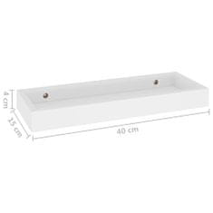 Vidaxl Terasové nástenné police 4 ks biele 40x15x4 cm MDF