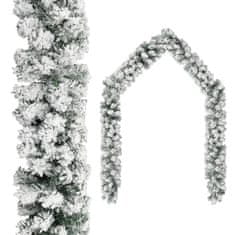 Greatstore Vianočná girlanda s LED a snehom zelená 10 m PVC