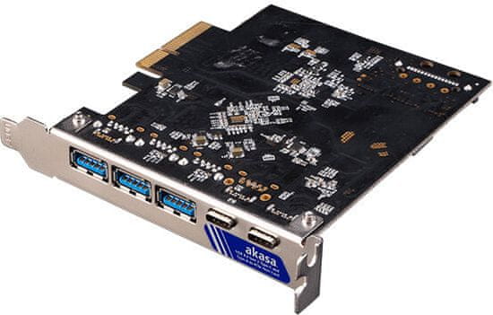 Akasa PCIe karta 2xUSB 3.2 Gen 2 Type-C a 3xType-A