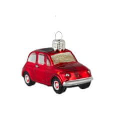 Decor By Glassor Vianočná ozdoba červený Fiat 500