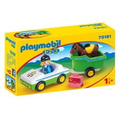 Playmobil Auto s prívesom pre koníkov , 1.2.3, 5 dielikov