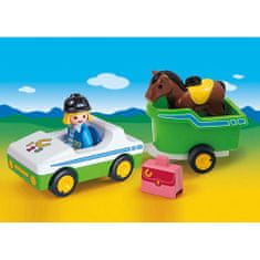 Playmobil Auto s prívesom pre koníkov , 1.2.3, 5 dielikov