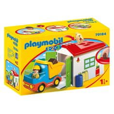 Playmobil Vyklápacie auto s garážou , 1.2.3, 6 dielikov