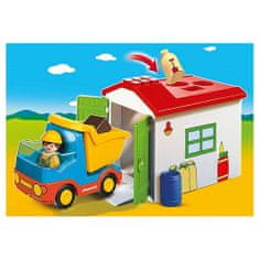 Playmobil Vyklápacie auto s garážou , 1.2.3, 6 dielikov