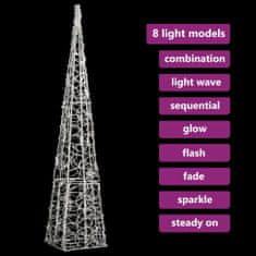 Vidaxl Akrylový dekoratívny svetelný LED kužeľ, studený biely 90 cm