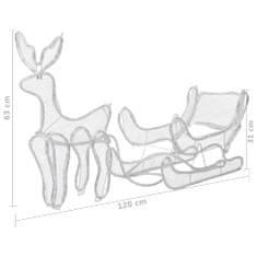 Vidaxl Vianočná svetelná dekorácia, sob a sane so sieťkou 432 LED