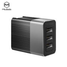 Mcdodo Nabíjačka Mcdodo Cube series 220V, zásuvka EÚ/USA/UK, 3x USB, 3,4A, bez kábla, čierna
