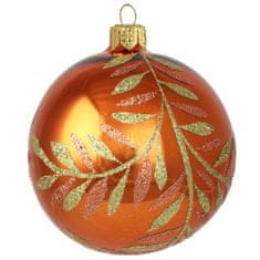 Decor By Glassor Sklenená vianočná guľa oranžová