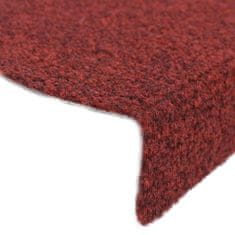 Vidaxl Nášľapy na schody 10 ks červené 65x21x4 cm vpichovaná textília