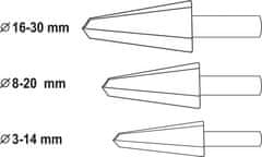 YATO Súprava stupňovitých kužeľových vrtákov do plechu 3-30mm