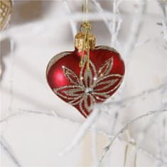 Decor By Glassor Vianočné srdce červené platinový kvet (Veľkosť: 6)