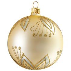 Decor By Glassor Vianočná guľa zlatá dekor lístky (Veľkosť: 6)