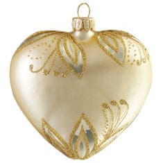 Decor By Glassor Vianočné srdce zlaté dekor lístky (Veľkosť: 6)