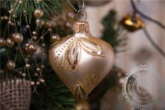 Decor By Glassor Vianočné srdce zlaté dekor lístky (Veľkosť: 10)