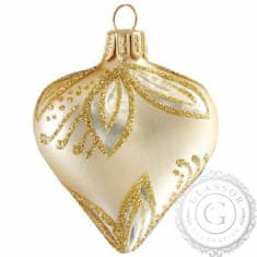 Decor By Glassor Vianočné srdce zlaté dekor lístky (Veľkosť: 6)