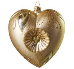 Decor By Glassor Vianočné zlaté srdce s vpichom s lístkami