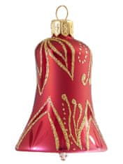 Decor By Glassor Vianočný zvonček červený zlaté listy