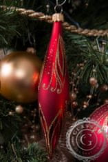 Decor By Glassor Vianočná raketa červená, zlaté listy