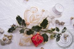 Decor By Glassor Vianočné srdce červené zlaté listy (Veľkosť: 10)