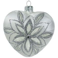 Decor By Glassor Vianočné srdce mrazolak s kvetinou (Veľkosť: 10)
