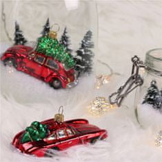 Decor By Glassor Vianočná ozdoba autíčko červené so stromčekom