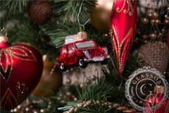 Decor By Glassor Vianočná ozdoba – autíčko červené s dvomi darčekmi