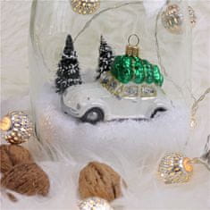 Decor By Glassor Vianočná ozdoba – autíčko so stromčekom, biele