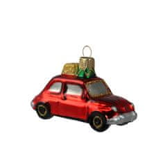 Decor By Glassor Vianočná ozdoba – autíčko červené s dvomi darčekmi