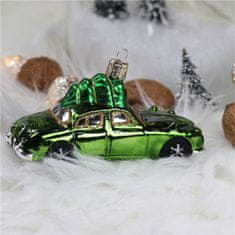 Decor By Glassor Vianočná ozdoba autíčko zelené so stromčekom