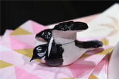 Decor By Glassor Sklenený vtáčik čierno-biely