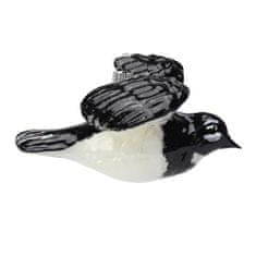 Decor By Glassor Sklenený vtáčik čierno-biely