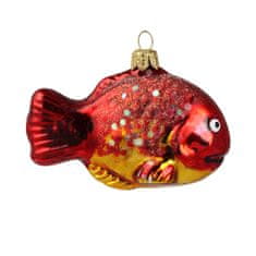 Decor By Glassor Sklenená ryba červená s flitrami