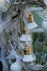 Decor By Glassor Vianočný zvonček biely zlatý 